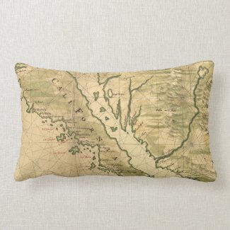 Vintage Map of California (1650) Throw Pillows