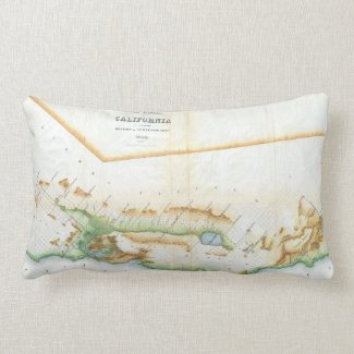 Vintage Map of California (1854) Throw Pillows