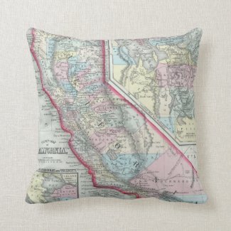 Vintage Map of California (1860) Throw Pillow