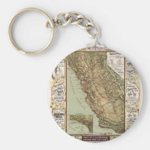 Vintage Map of California Roads Key Chains
