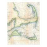 Vintage Map of Cape Cod (1857) Post Cards