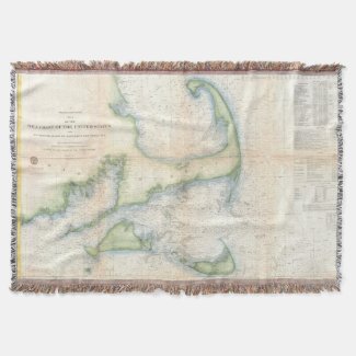 Vintage Map of Cape Cod (1857) Throw Blanket