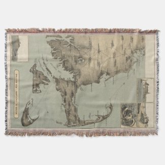 Vintage Map of Cape Cod (1885) Throw
