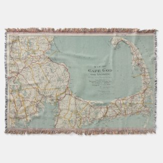 Vintage Map of Cape Cod (1917) Throw