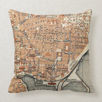 Vintage Map of Catania Italy (1905) Pillows