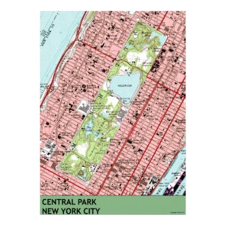 Vintage Map of Central Park 4ft by 6ft on Heavy Gl Print