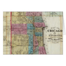 Vintage Map of Chicago (1869) Greeting Card