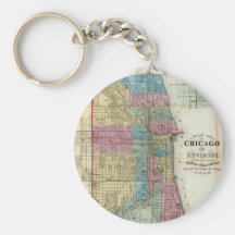 Vintage Map of Chicago (1869) Key Chains