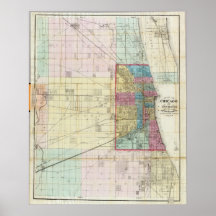 Vintage Map of Chicago (1869) Print