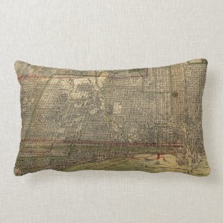 Vintage Map of Chicago (1892) Throw Pillows