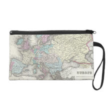Vintage Map of Europe (1855) Wristlet Purse
