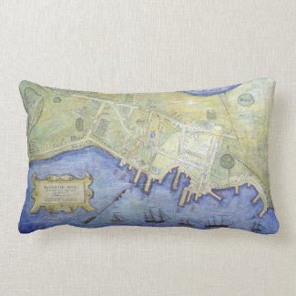 Vintage Map of Falmouth Neck Maine (1775) Throw Pillow