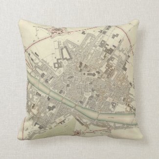 Vintage Map of Florence Italy (1835) Pillow