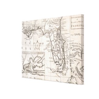 Vintage Map of Florida (1763) Stretched Canvas Prints