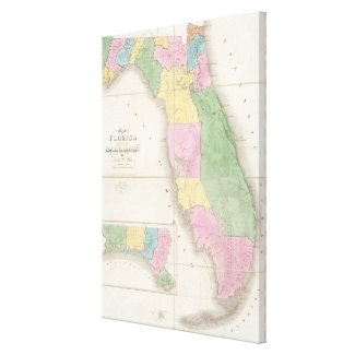 Vintage Map of Florida (1839) Stretched Canvas Print