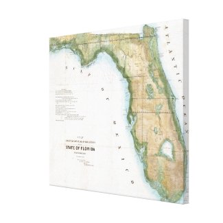 Vintage Map of Florida (1848) Gallery Wrapped Canvas