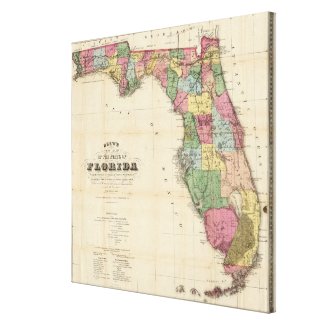 Vintage Map of Florida (1870) Stretched Canvas Print