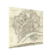 Vintage Map of Frankfurt Germany (1837) Canvas Prints