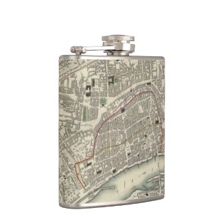 Vintage Map of Frankfurt Germany (1837) Hip Flasks