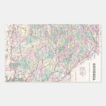 Vintage Map of Georgia (1855) Rectangular Stickers