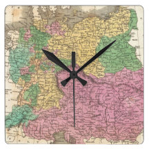 Vintage Map of Germany (1827) Square Wall Clock