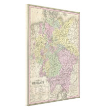 Vintage Map of Germany (1853) Gallery Wrapped Canvas