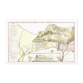 Vintage Map of Gibraltar 1705 Canvas Stretched Canvas Prints at Zazzle