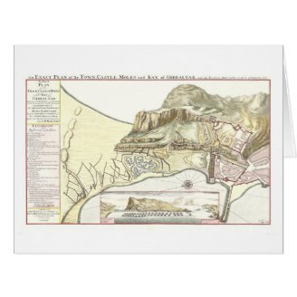 Vintage Map of Gibraltar 1705 Large Card at Zazzle