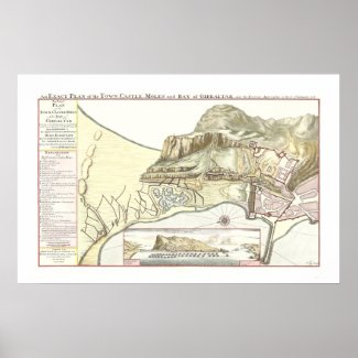 Map of Gibraltar 1705 Vintage Fine Art