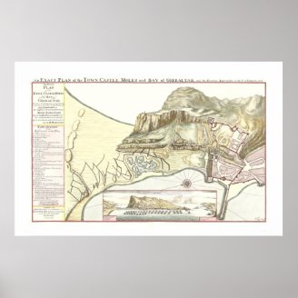 Vintage Map of Gibraltar 1705 Poster at Zazzle