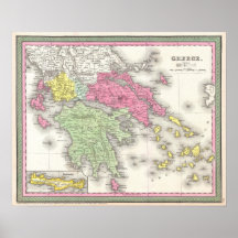 Vintage Map of Greece (1853) Print