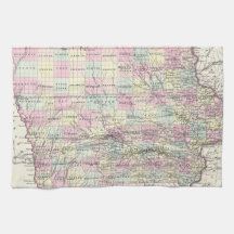 Vintage Map of Iowa (1855) Towels
