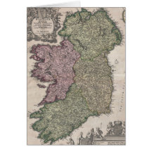 Vintage Map of Ireland (1716) Greeting Card
