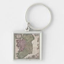 Vintage Map of Ireland (1716) Key Chains