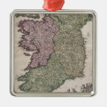 Vintage Map of Ireland (1716) Ornament