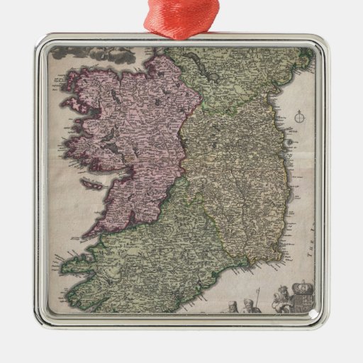 Vintage Map of Ireland (1716) Ornament
