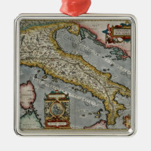 Vintage Map of Italy (1584) Christmas Ornaments