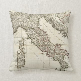 Vintage Map of Italy (1764) Throw Pillows