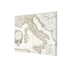 Vintage Map of Italy (1770) Gallery Wrapped Canvas