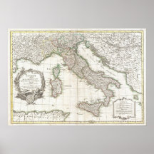 Vintage Map of Italy (1770) Print