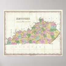 Vintage Map of Kentucky (1827) Posters