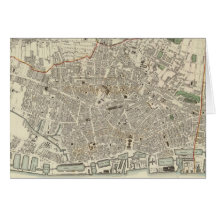 Vintage Map of Liverpool England (1836) Greeting Cards