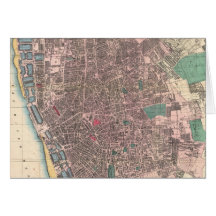 Vintage Map of Liverpool England (1890) Greeting Cards