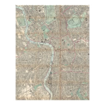 Vintage Map of London (1890) Letterhead Design
