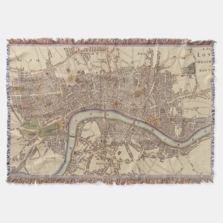 Vintage Map of London England (1807) Throw