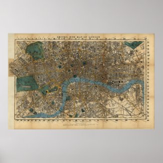 Vintage Map of London England (1860) Print