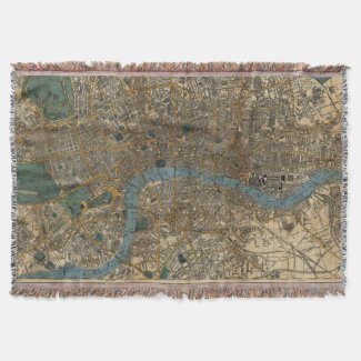 Vintage Map of London England (1860) Throw Blanket