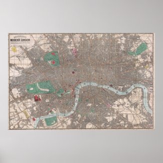 Vintage Map of London England (1862) Poster