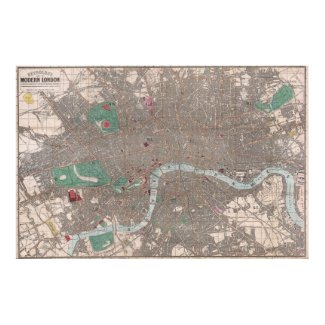 Vintage Map of London England (1862) Poster