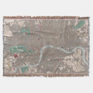 Vintage Map of London England (1862) Throw Blanket